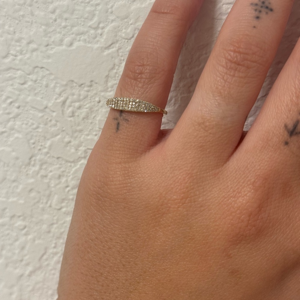 Mejuri Pave Diamond Slim Signet Ring